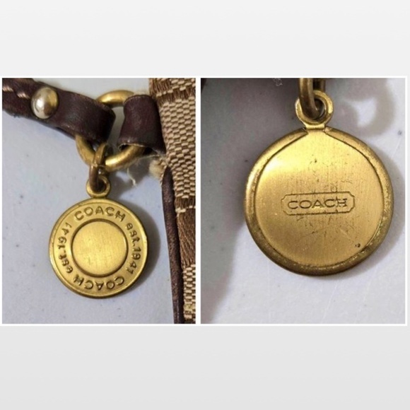 VTG Coach Coin Purse Wristlet Womens Small Signature C Logo Brown Canvas Gold - Picture 6 of 16